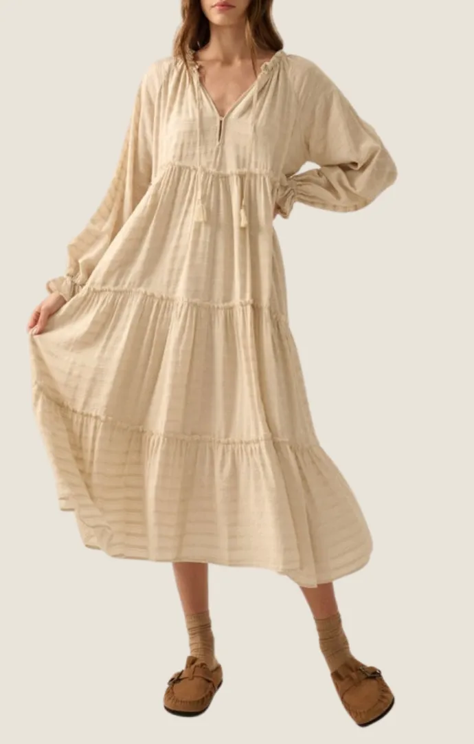 Lux Cream Tiered Maxi Dress