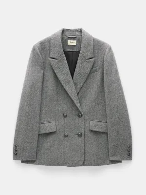 Maeve wool blend herringbone blazer