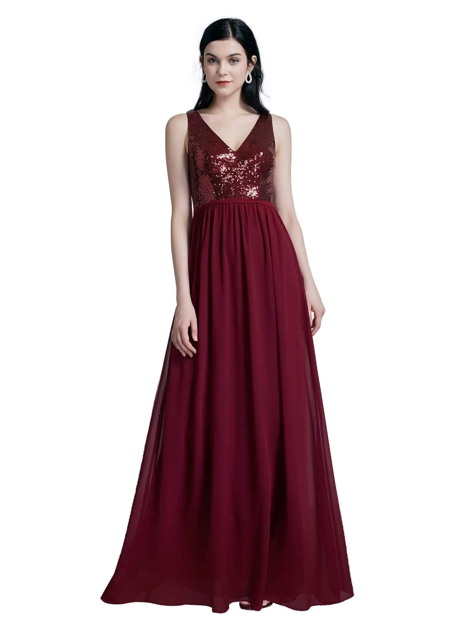 Maxi Long Sequin and Chiffon Formal Evening Dresses for Women