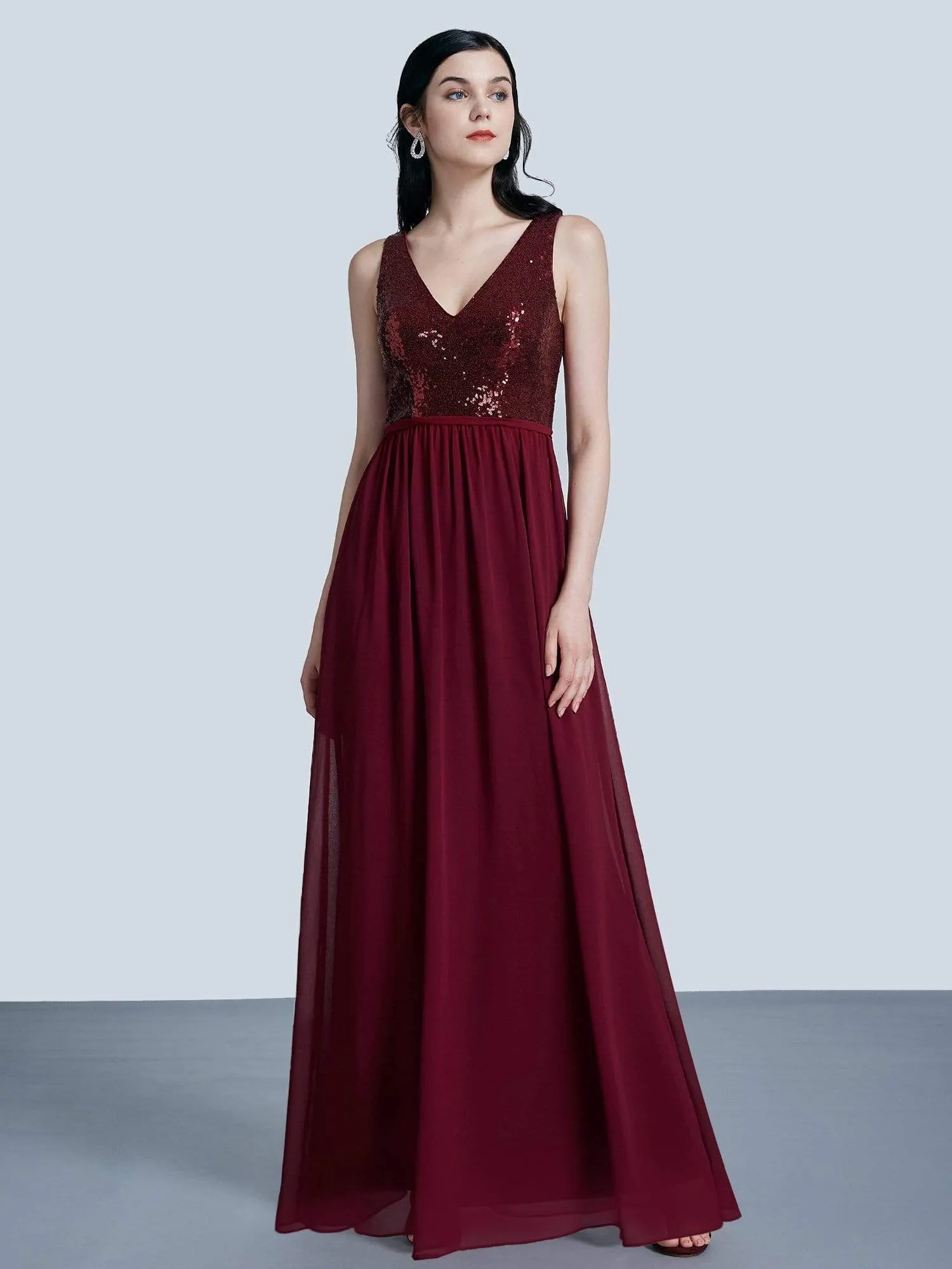 Maxi Long Sequin and Chiffon Formal Evening Dresses for Women