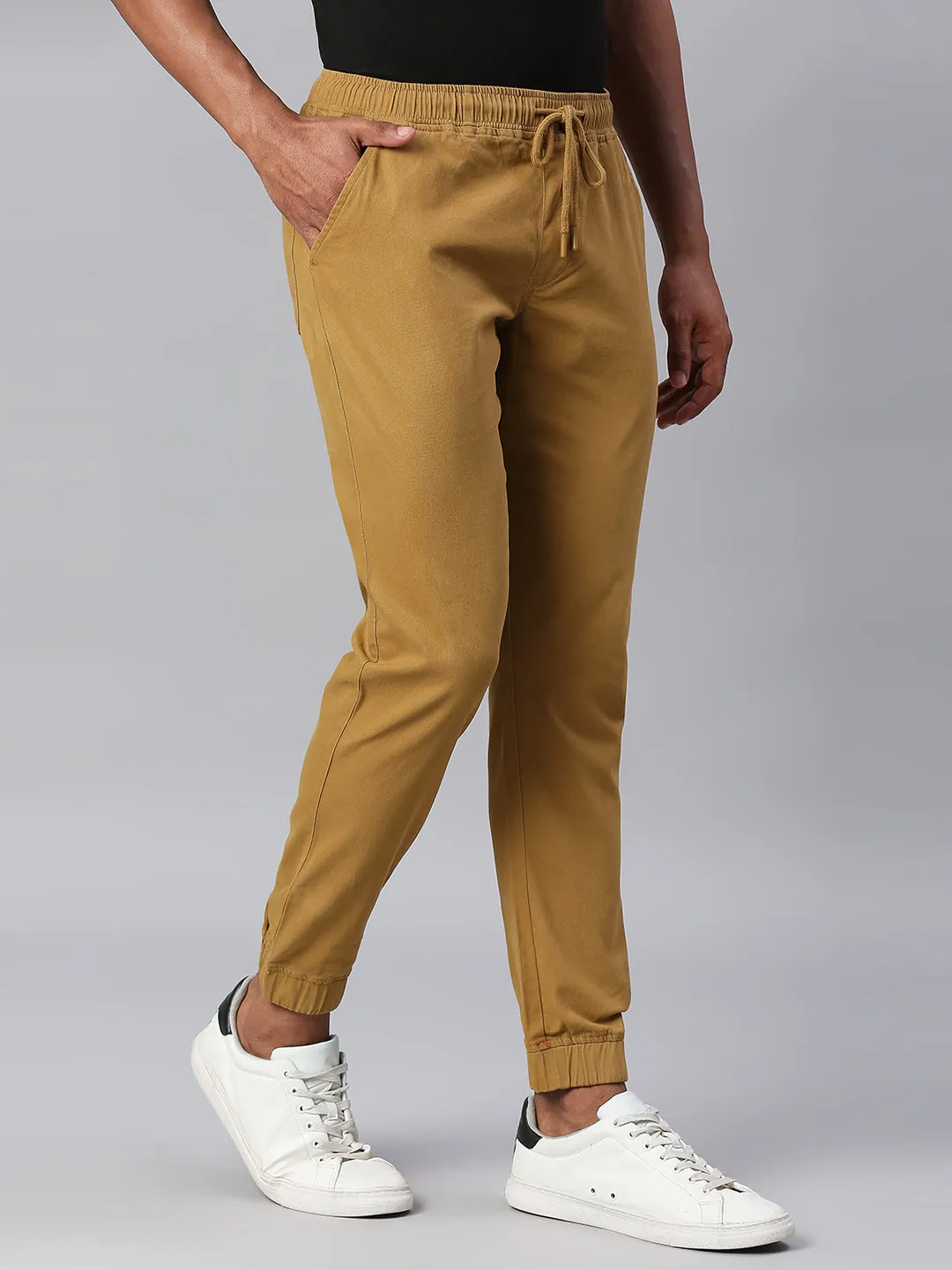 Men's Straight Fit Cotton Joggers (Khaki)