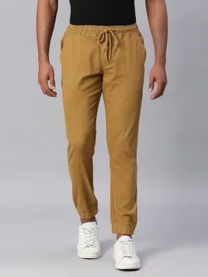 Men's Straight Fit Cotton Joggers (Khaki)