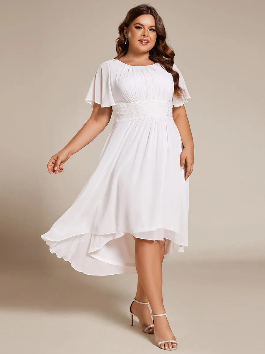 Plus Size Chiffon Round Neckline A-Line Midi Wedding Guest Dress