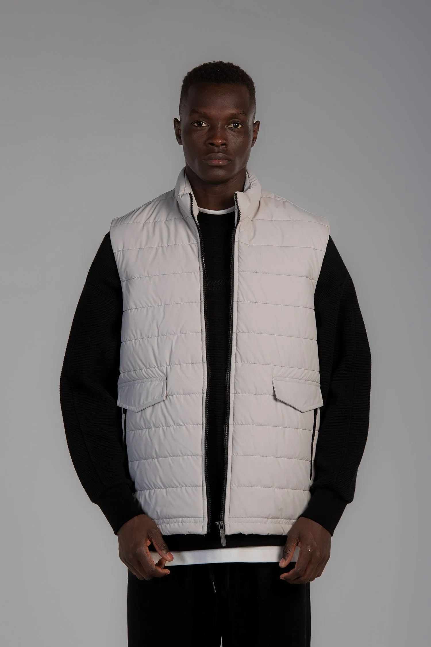 Quilted Pockets Puffer Vest (90008) - Jorindo