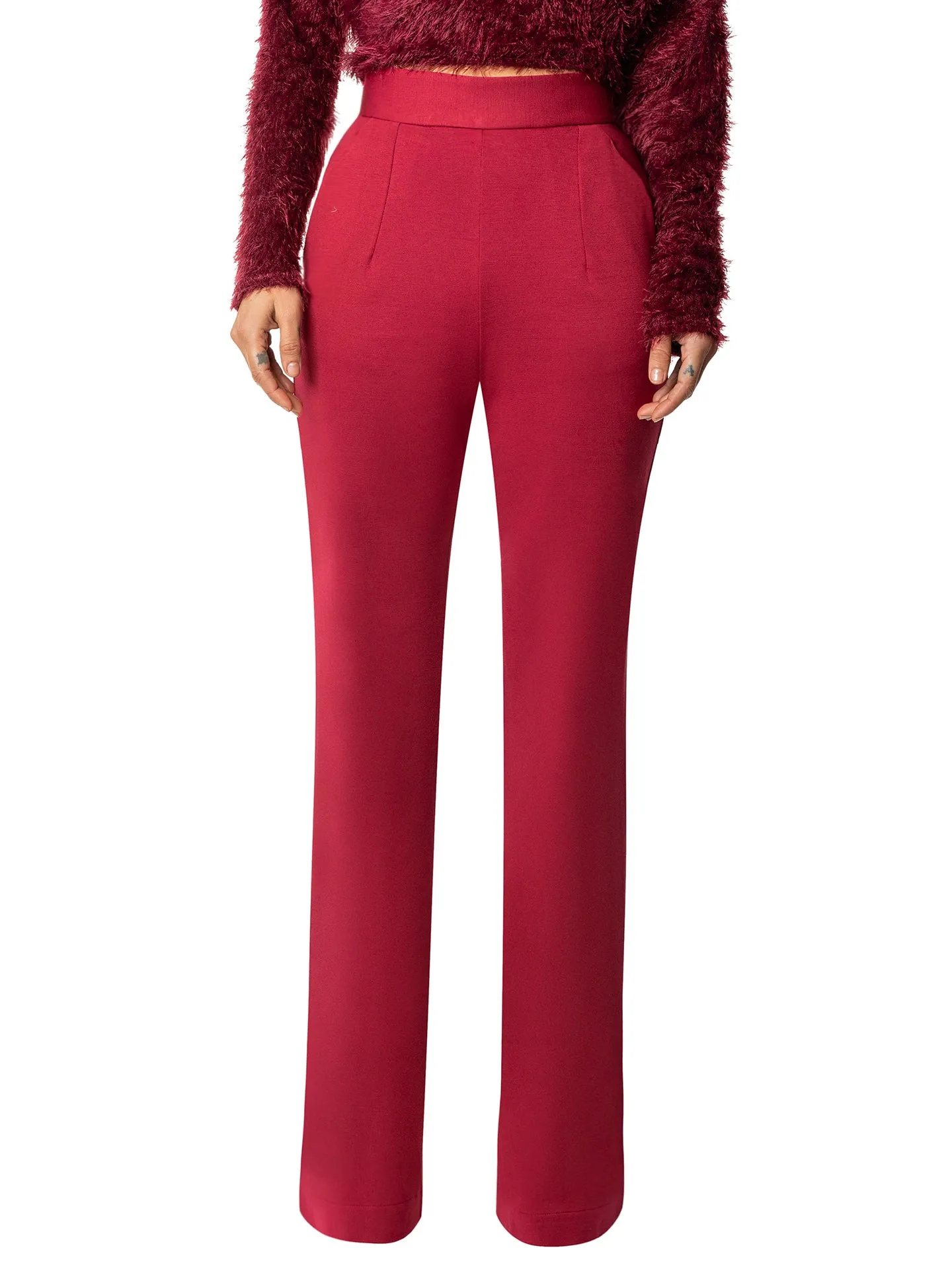 "Cybil" Burgundy High Waist Pants