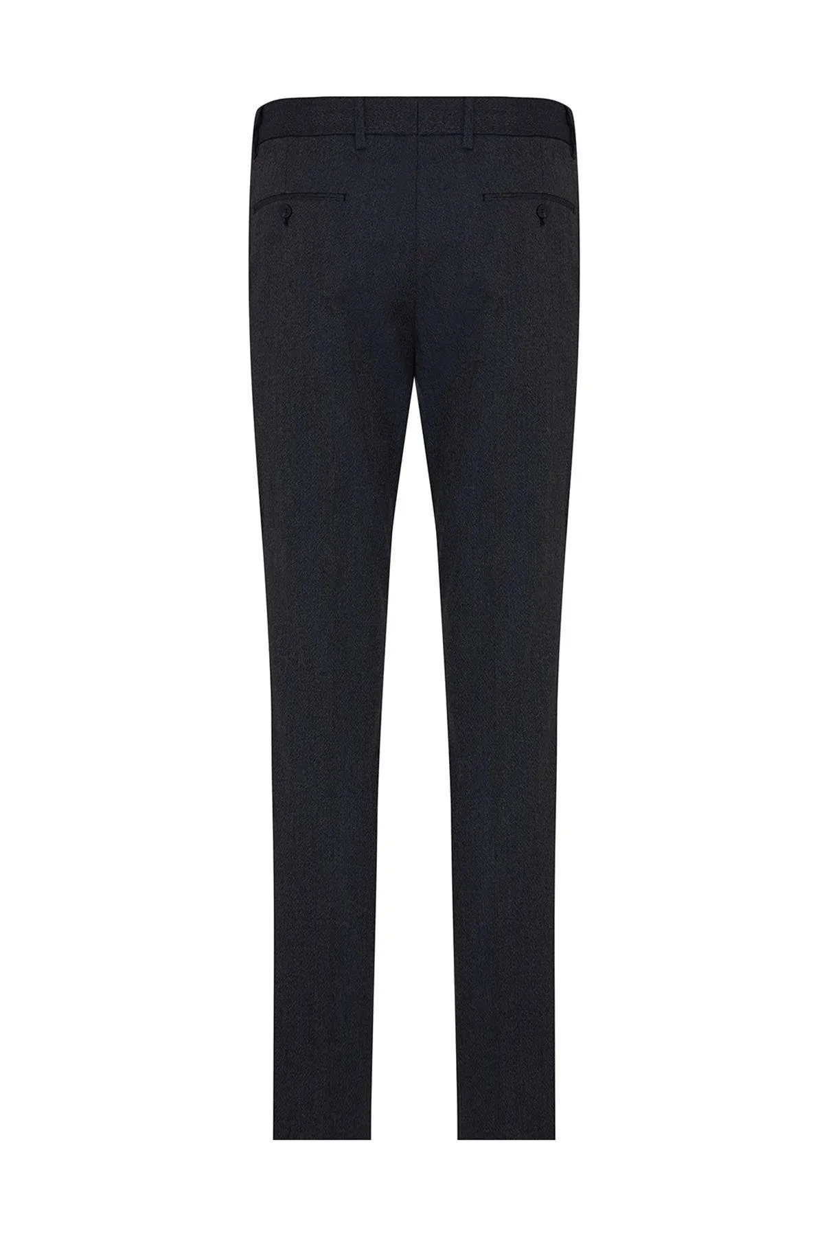 Regular Fit Side Pocket Low Waist Navy Wool Dress Pants