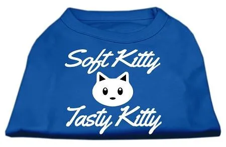 Softy Kitty, Tasty Kitty Screen Print Dog Shirt Blue Lg (14)