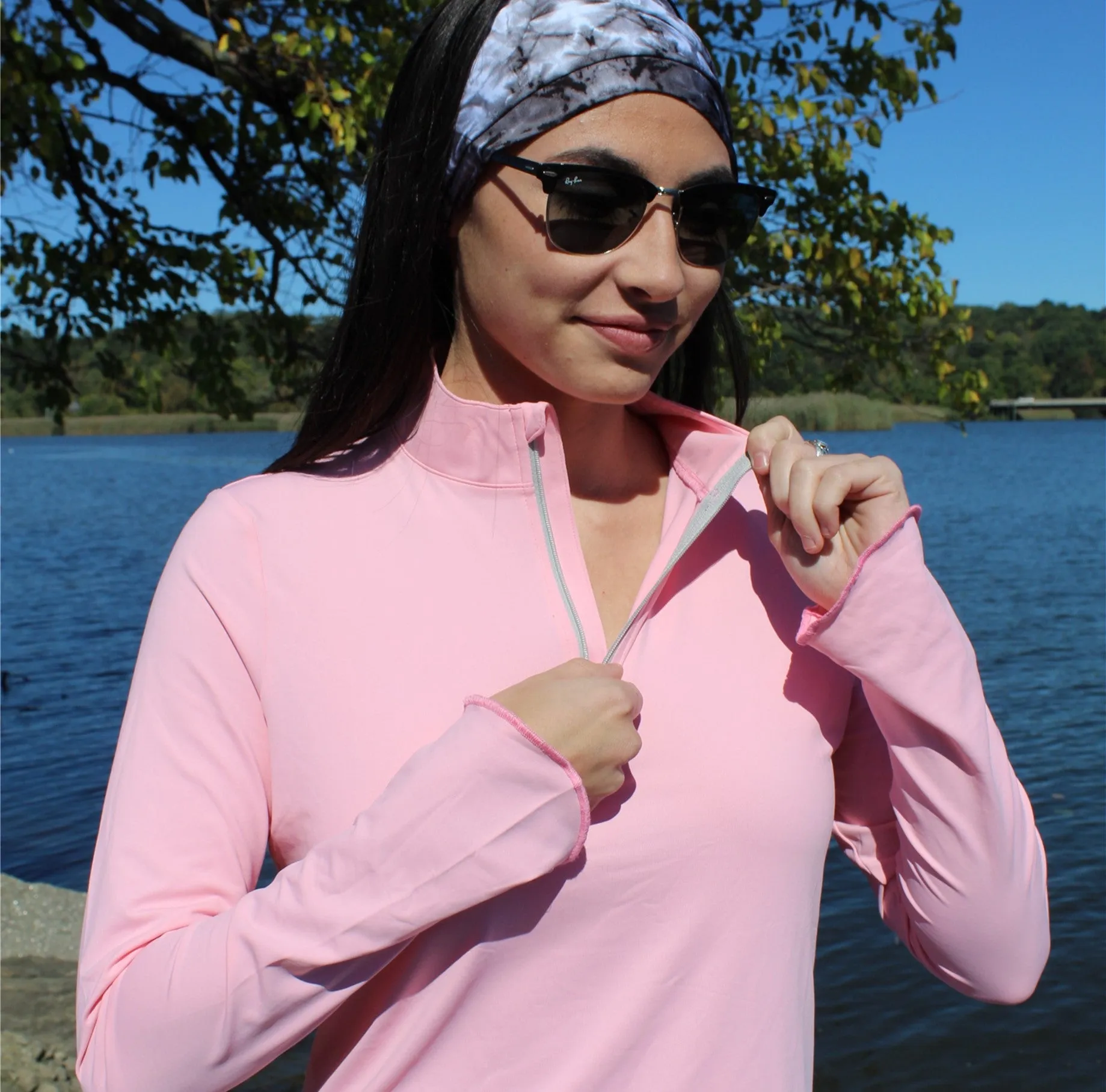 Sun Protector Half Zip Tunic - Light Pink