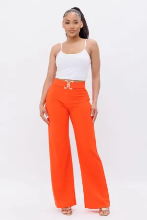 Tangerine Straight Leg Palazzo Pants