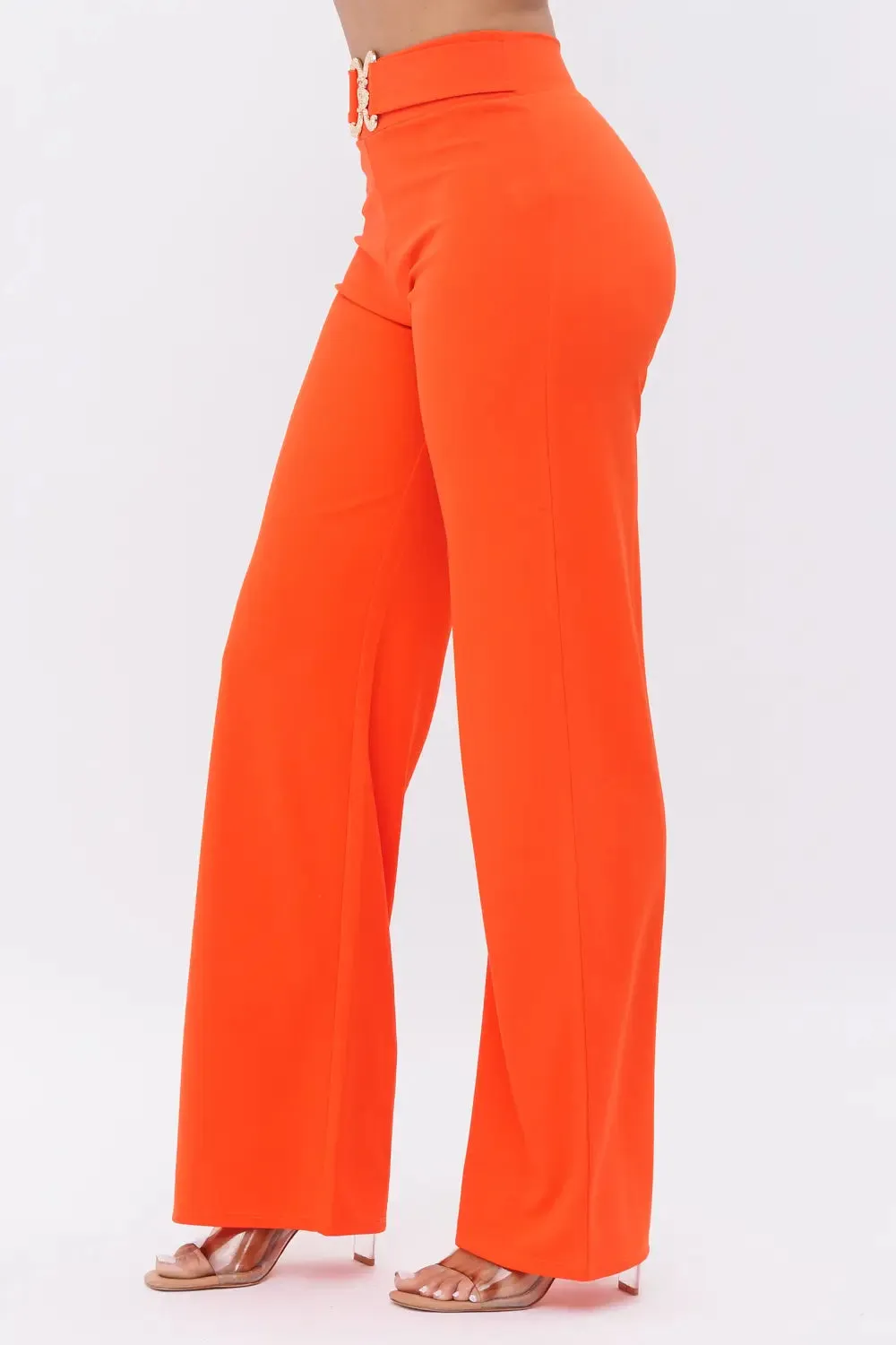 Tangerine Straight Leg Palazzo Pants