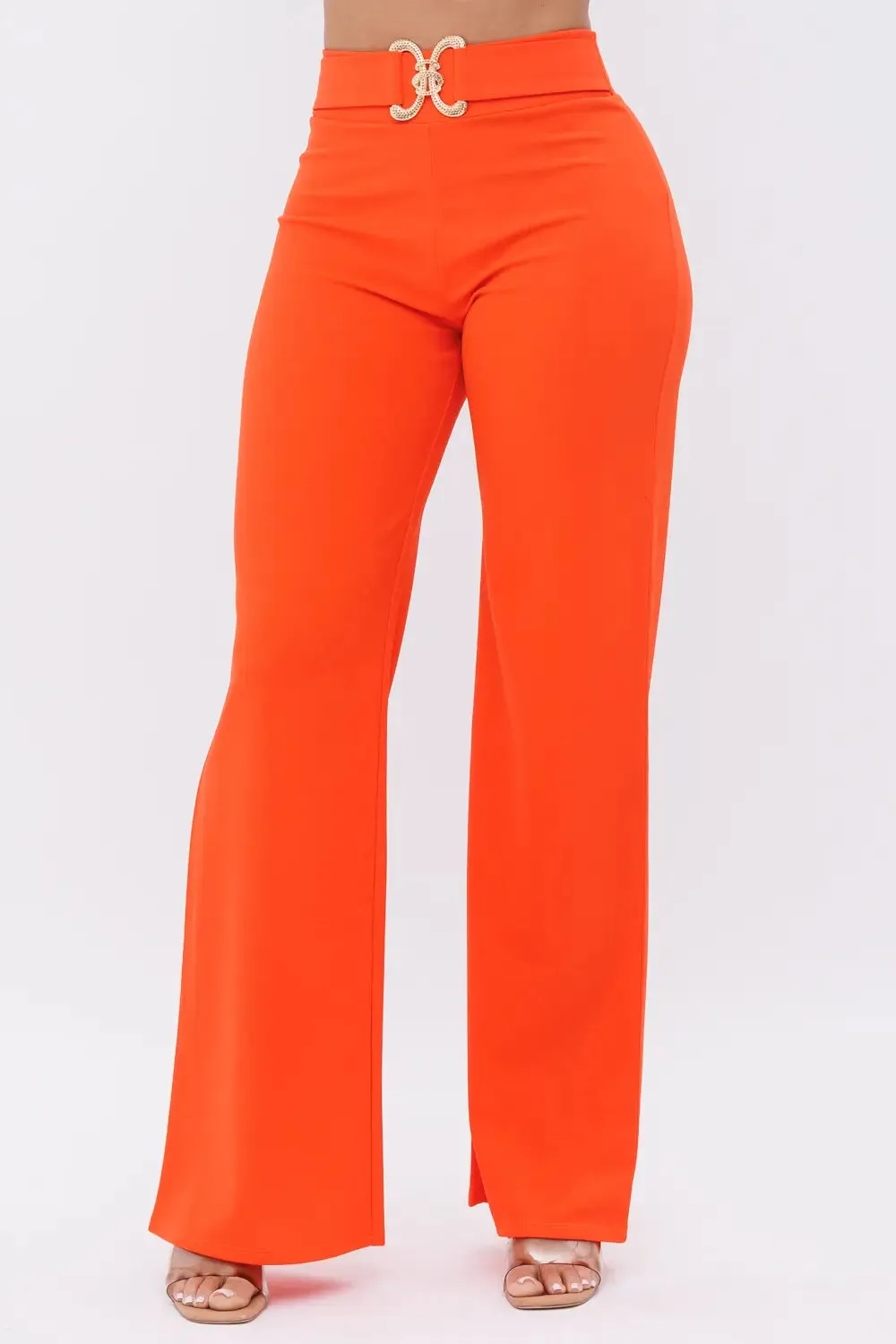 Tangerine Straight Leg Palazzo Pants