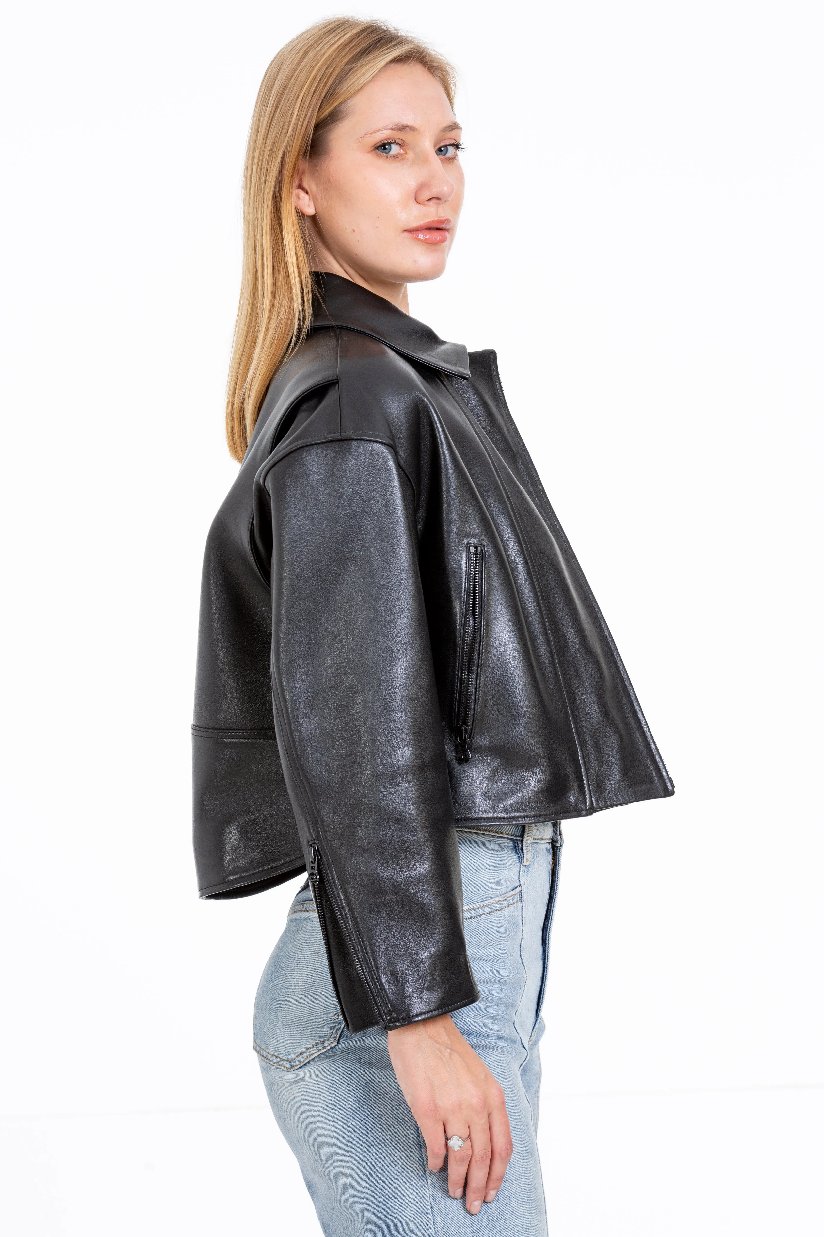 The Dennistoun Leather Black Women Jacket