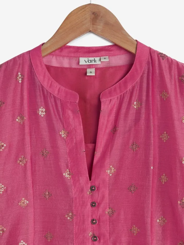 Vark Pink A-Line Kurta, Inner And Palazzos Set