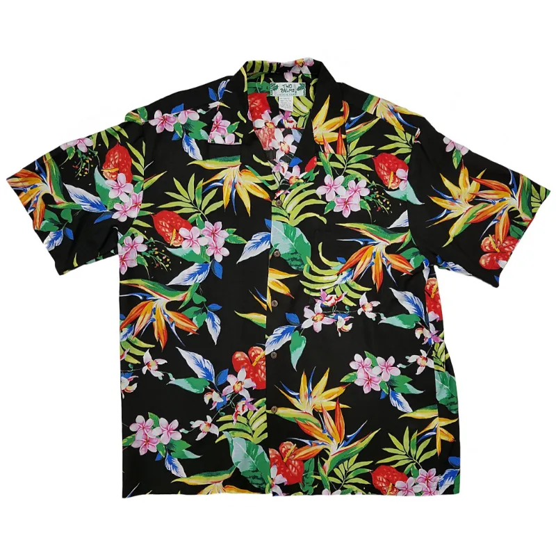 Vintage Inspired Rayon Hawaiian Black Shirt