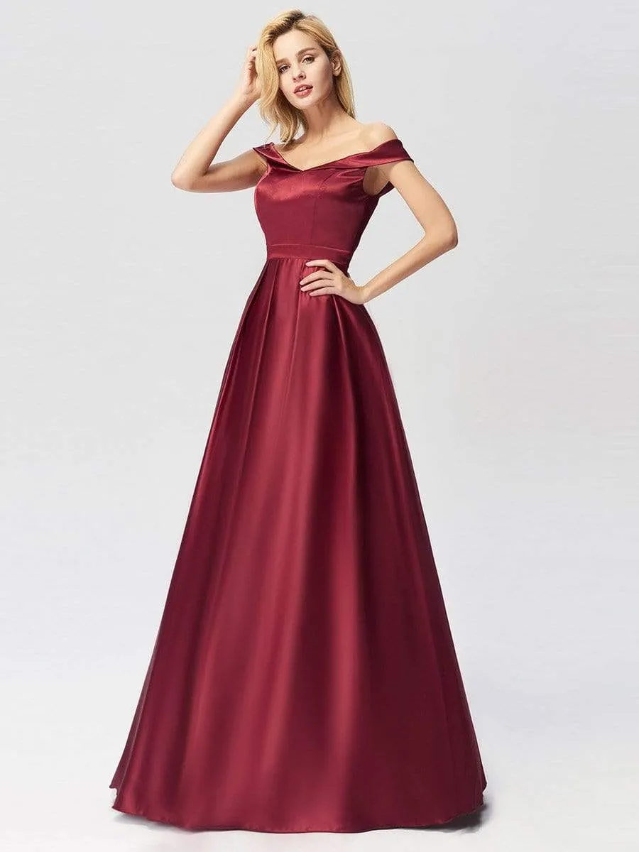 Women's Elegant Off Shoulder Floor Length Prom Dress