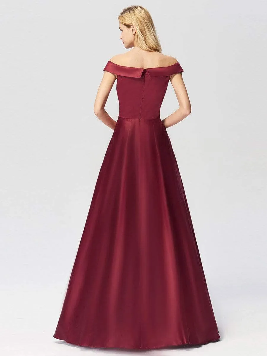 Women's Elegant Off Shoulder Floor Length Prom Dress