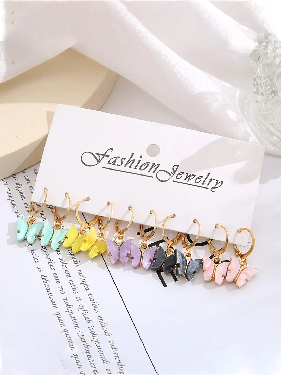 Yellow Chimes Combo Earring For Women set Pack Of 6 Pairs Of Multicolor Cute Creature Charm Hanging Earrings For Women and Girls