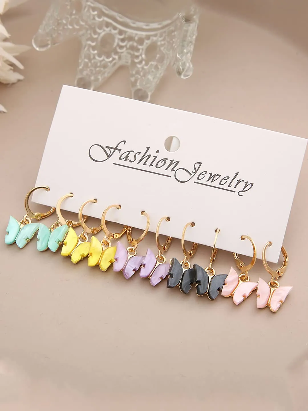 Yellow Chimes Combo Earring For Women set Pack Of 6 Pairs Of Multicolor Cute Creature Charm Hanging Earrings For Women and Girls