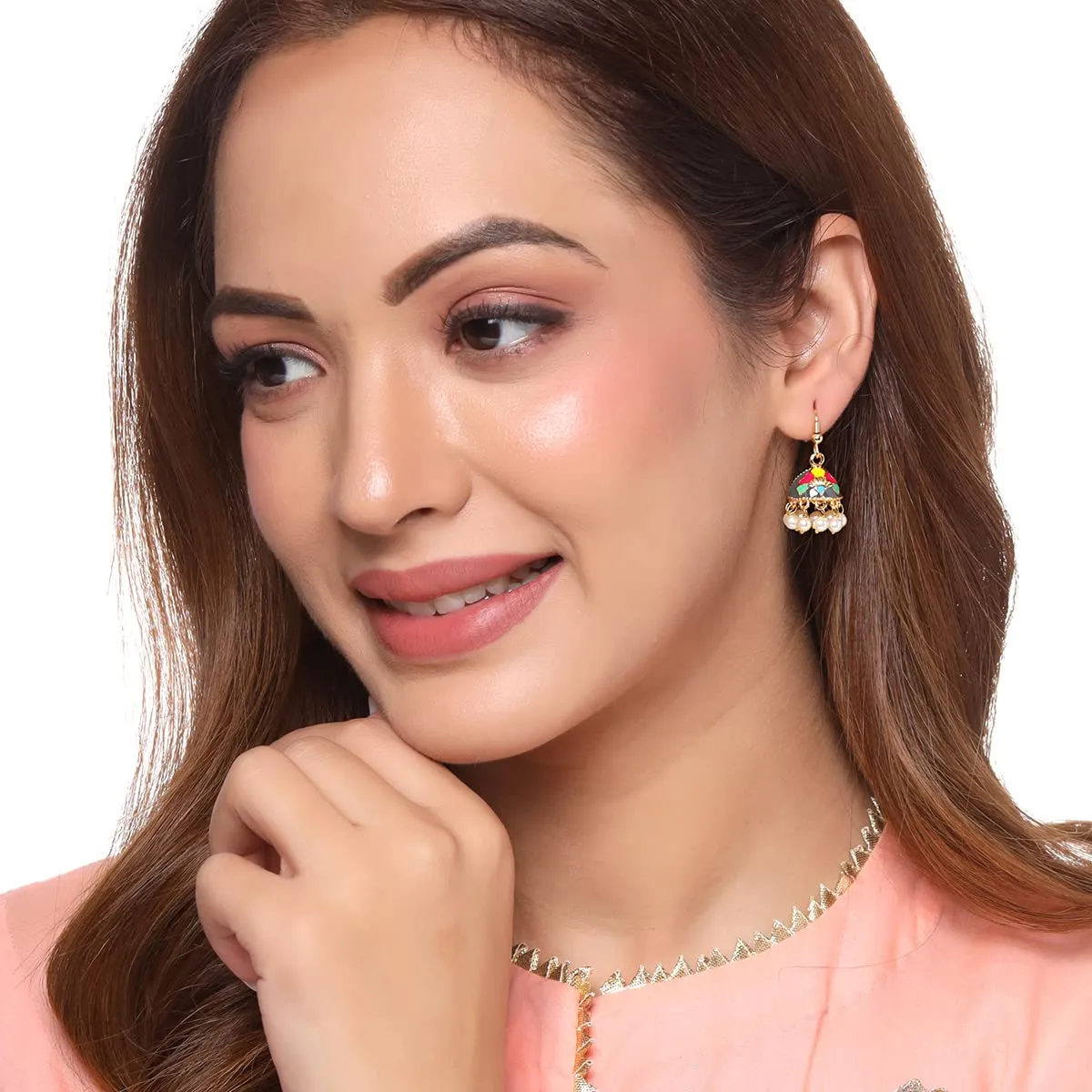 Yellow Chimes Earrings for Women and Girls Traditional Multicolor Meenakari Jhumka | Gold Plated Combo of 3 Pairs Jhumki Earrings | Birthday Gift for girls and women Anniversary Gift for Wife