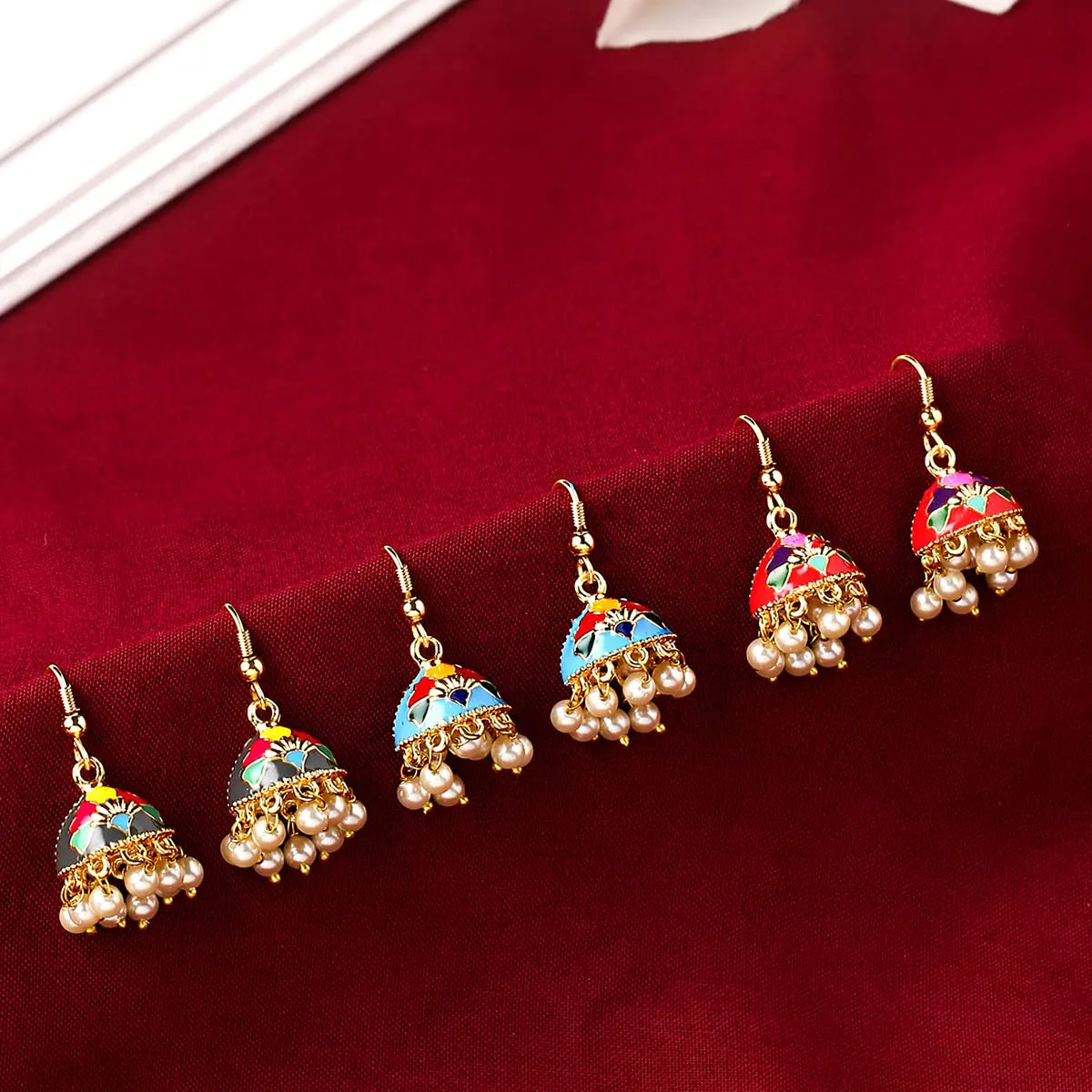 Yellow Chimes Earrings for Women and Girls Traditional Multicolor Meenakari Jhumka | Gold Plated Combo of 3 Pairs Jhumki Earrings | Birthday Gift for girls and women Anniversary Gift for Wife