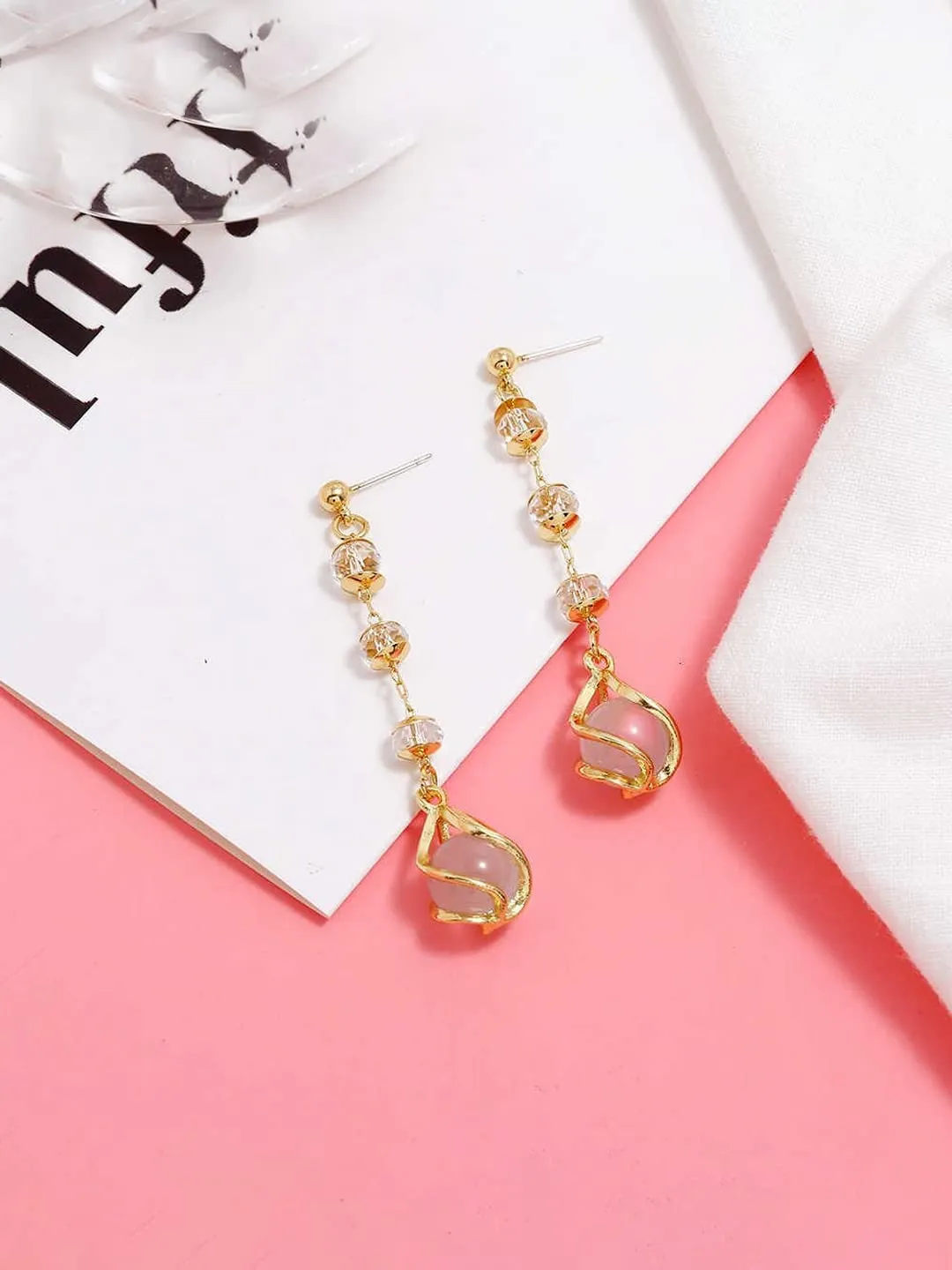 Yellow Chimes Earrings For Women Gold Tone Round Crystal Drop Dangle Earrings For Women and Girls