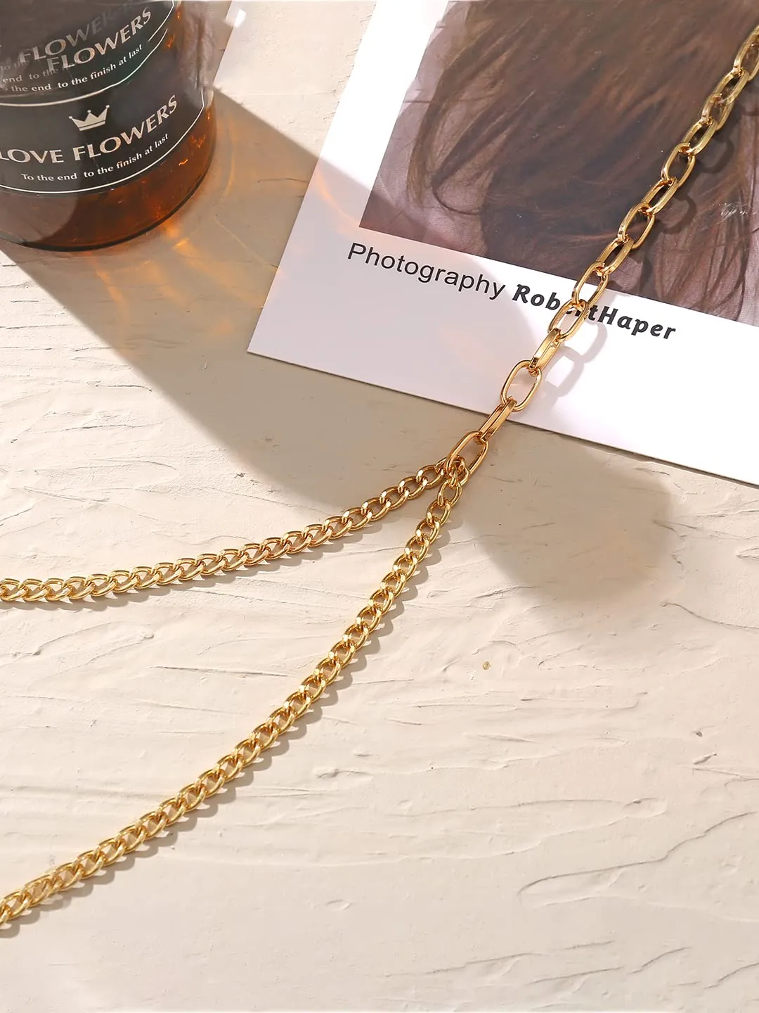 Yellow Chimes Necklace For Women Gold Toned Linked Chain Designed Necklace For Women and Girls