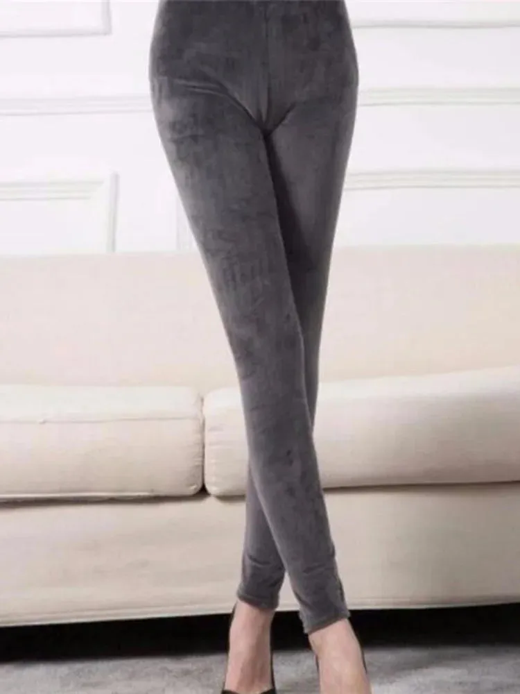 YSDNCHI Winter Velvet Leggings Women Double Side Warm Casual Trouser Pencil Pant Skinny Slim Soft Elastic Pants